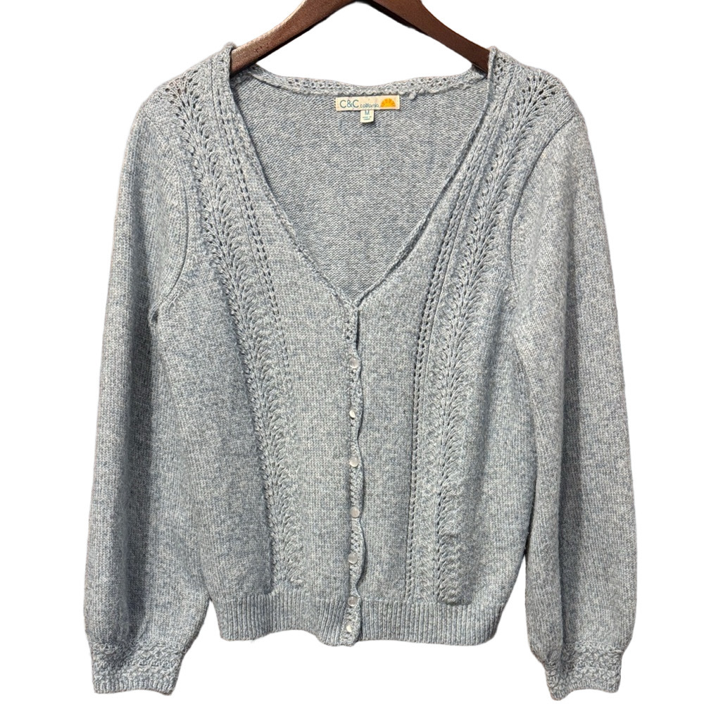 C&C California Women's Light Blue Cardigan Sweater Size M